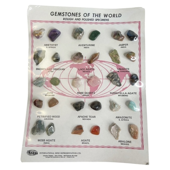 Vintage Gemstones of the World Display Cards Rough & Polished Stones - Picture 7 of 10